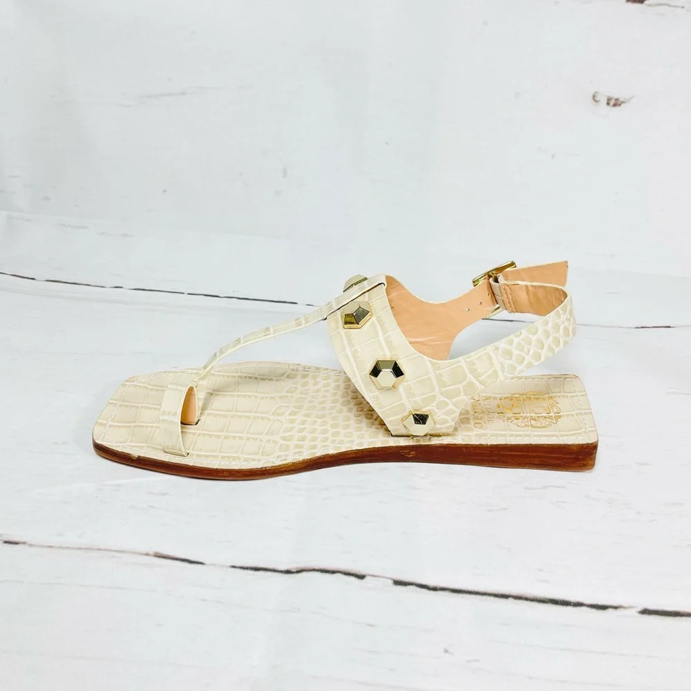 Vince Camuto Dailette Sandals Womens Size 8.5M Slingback Croc‎ Print Studded